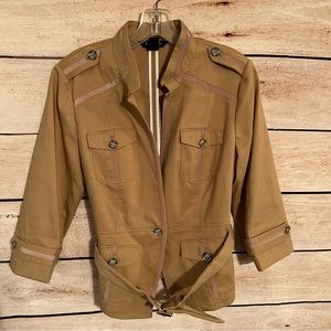 White House / Black Market 3/4 Sleeve Button Up Jacket Women Size 8 Tan